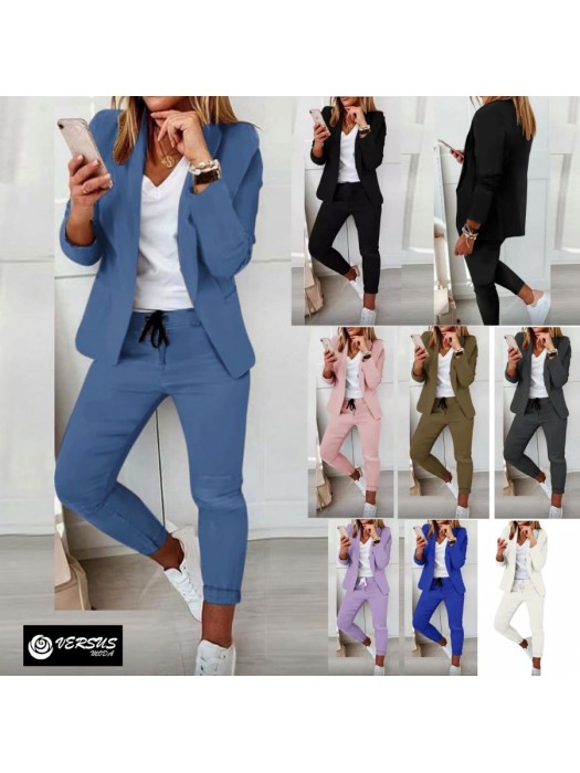 Completo Donna Pantaloni Giacca Manica Lunga Trousers Jacket Set SETWOM08